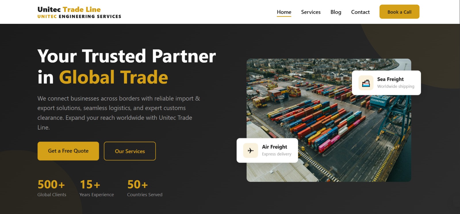 Unitec Trade Line website designed and developed by Lynkup Digital